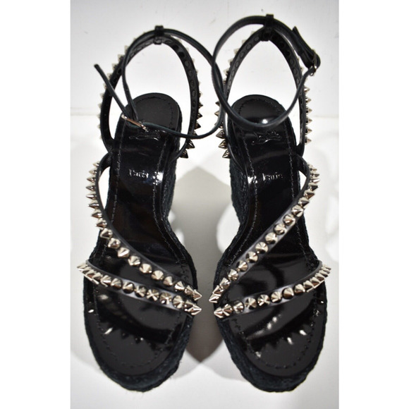 Christian Louboutin Mafaldina Zeppa 120 Black Platform Wedge Sandal Heel Pump 41 - Picture 7 of 11